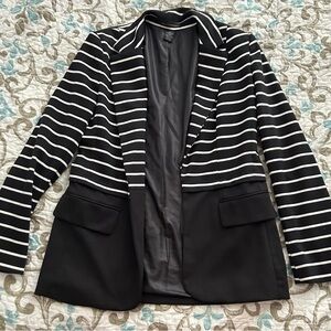 Black and White Striped Women's Blazer